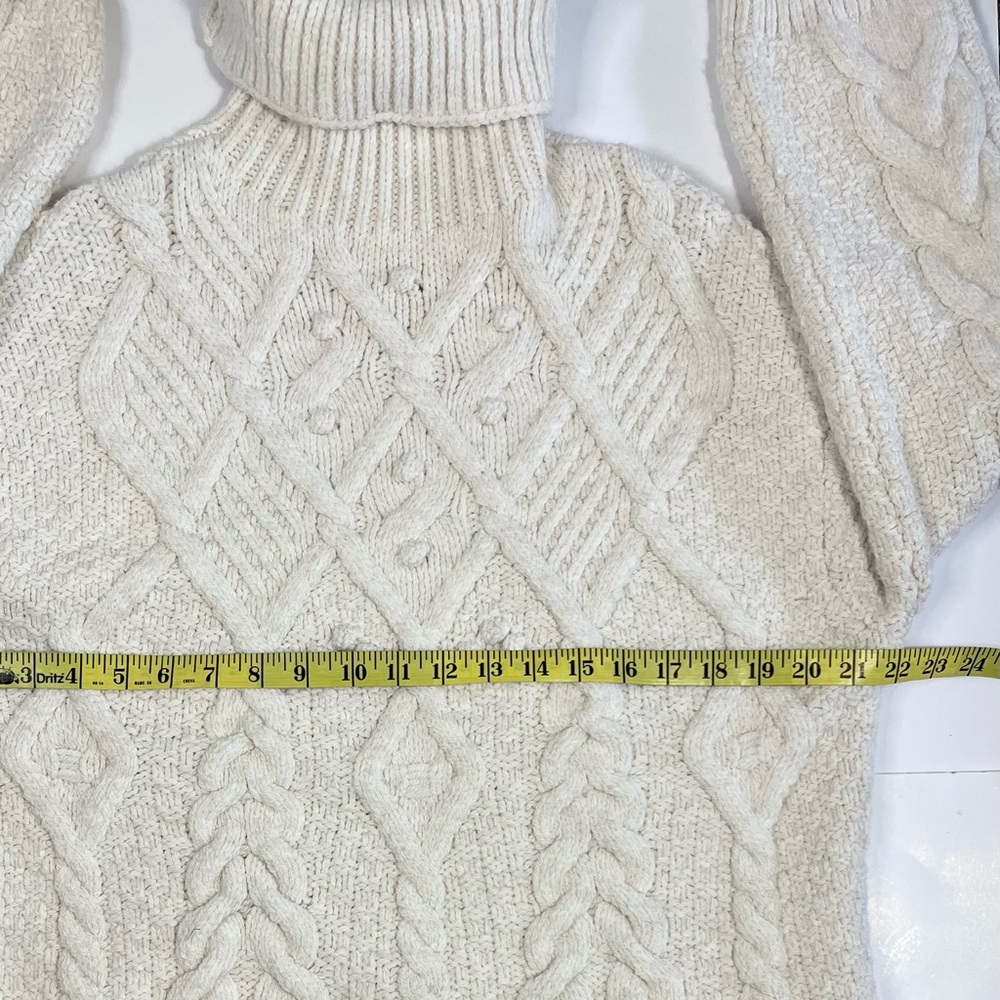 Zara Cream Cable Knit Turtleneck Sweater. L - Picture 9 of 11